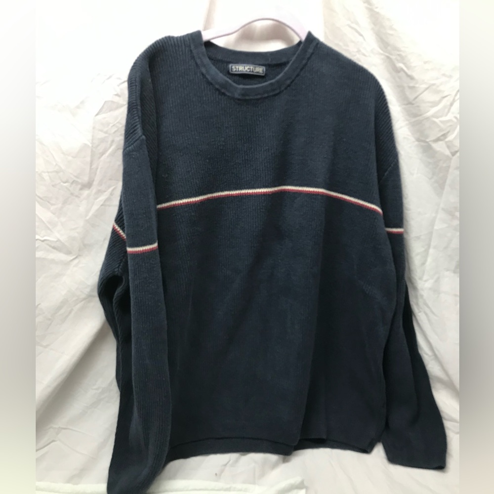 Men’s vintage structure crew neck ribbed sweater